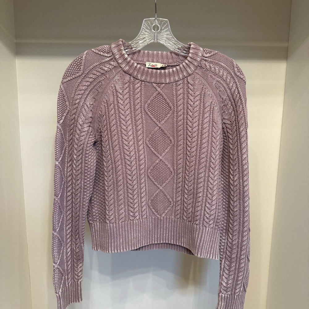 Faherty Lavender Cable Knit Sweater